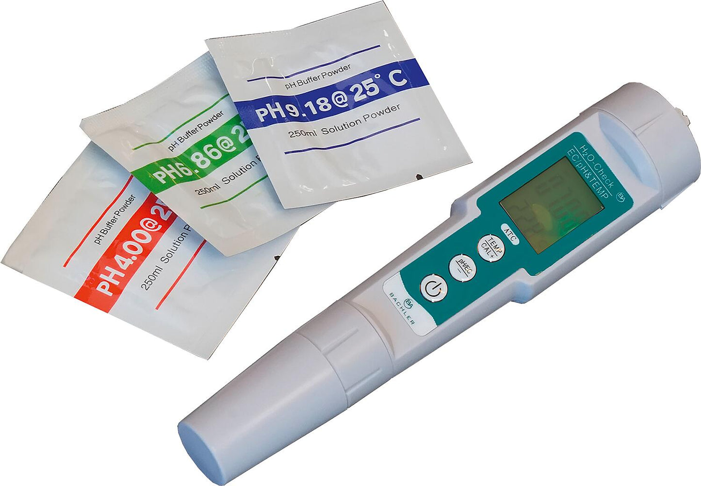 Appareil de mesure universel pour le chauffage de l'eau 3 en 1 avec solutions tampons