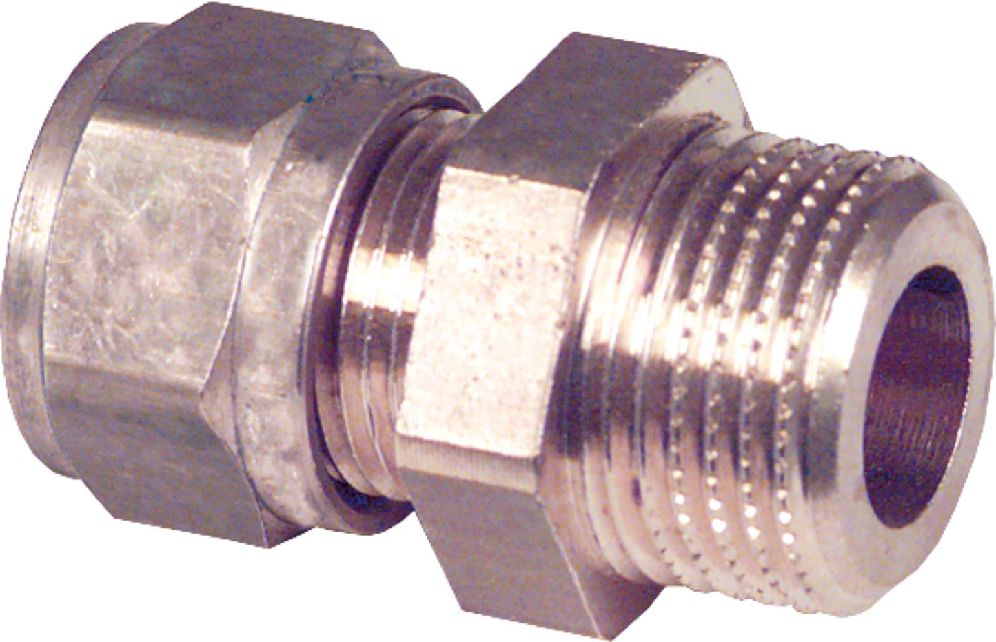 Brass compression fitting, screw-in fitting, cylindrical, 14 mm x 3/8" male thread