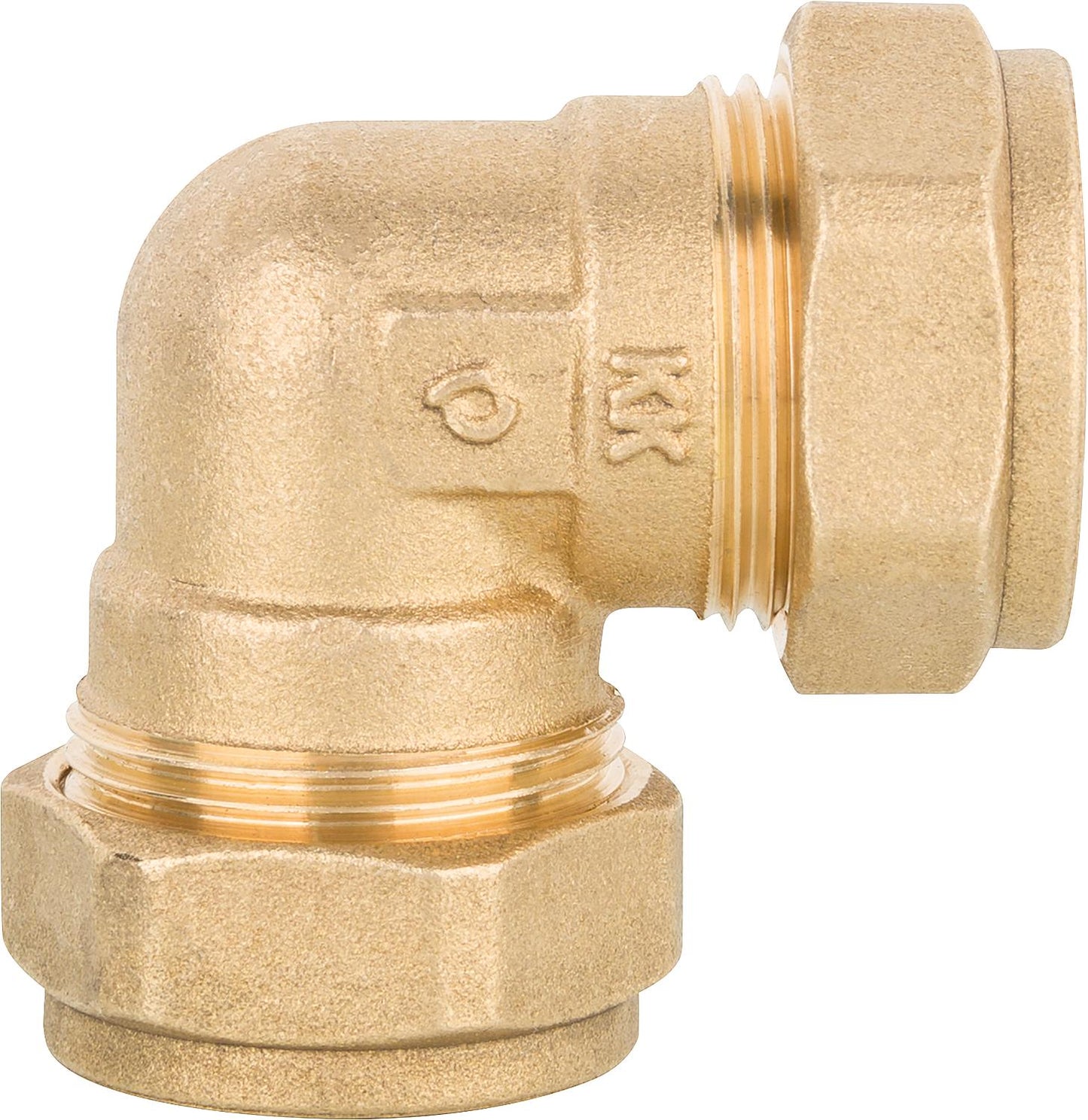 Brass compression fitting, angled, 14x14mm