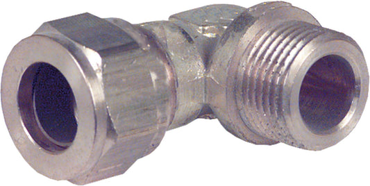 Compression fitting, brass, screw-in elbow, cylindrical, 14mm x 1/2" male thread