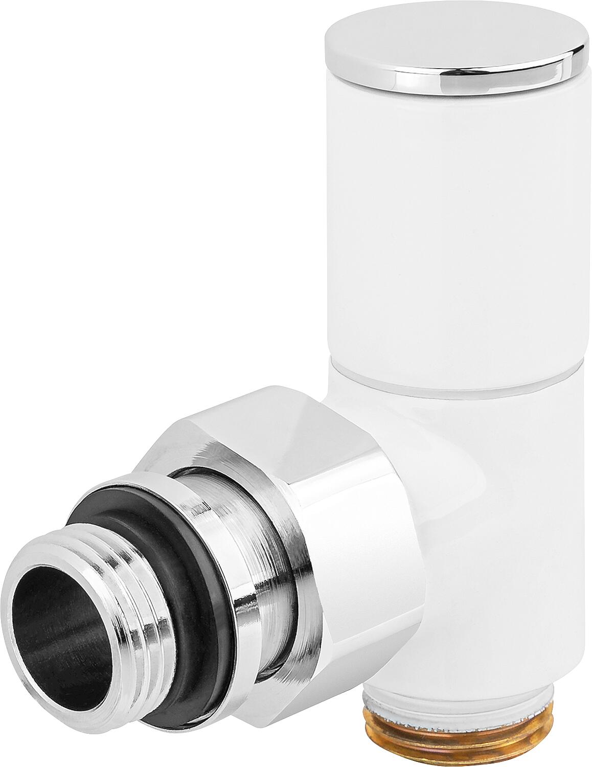 Regulating and shut-off valve 200TB, white DN15 (1/2"), angle shape