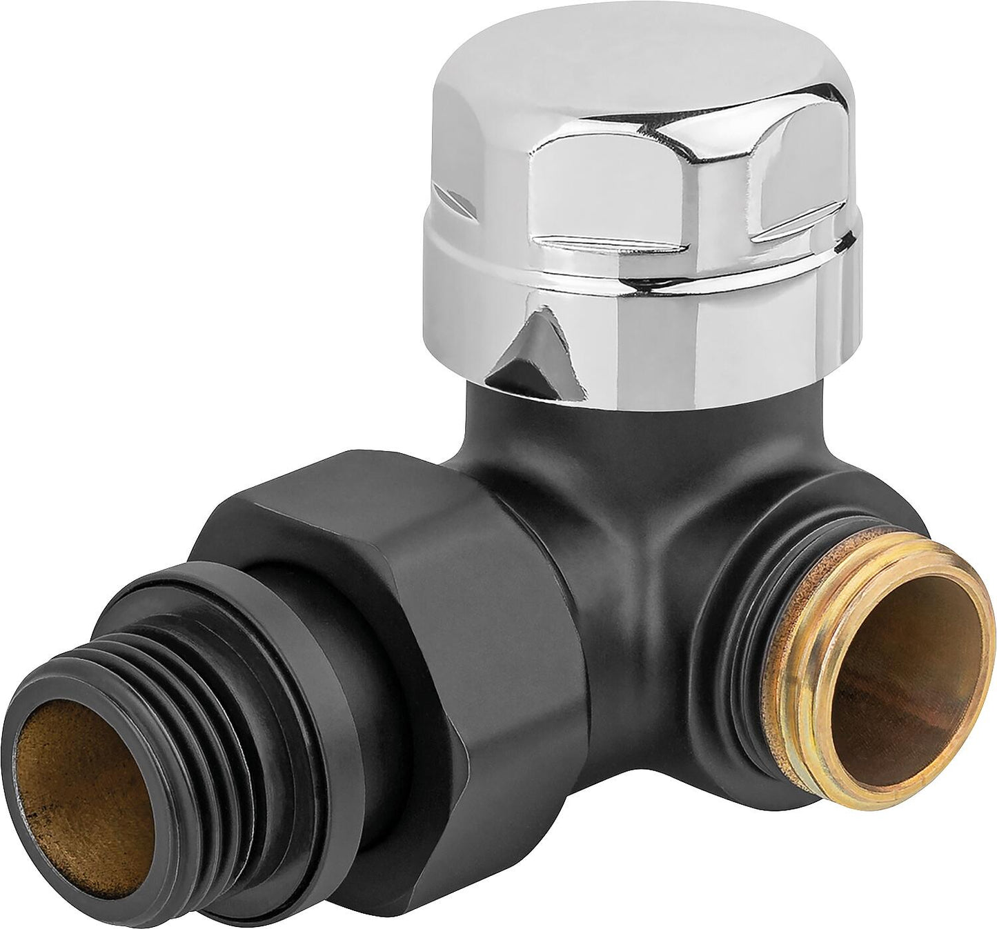 Thermostatic valve 130NN D, black DN15 (1/2"), right-hand angle