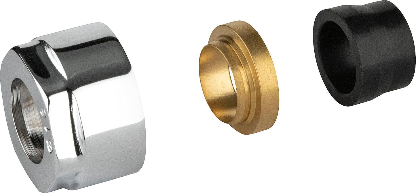 Compression fitting, chrome-plated, Ø15mm x DN15 (1/2"), pack size = 2 pieces