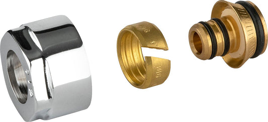 Compression fitting, chrome-plated, Ø16mm x DN15 (1/2"), pack size = 2 pieces