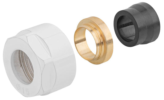Compression ring fitting white Ø15mm x DN20(3/4") Eurocone, PU=2 pieces