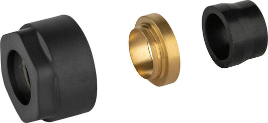 Compression fitting, black, Ø15mm x DN15 (1/2"), pack size = 2 pieces