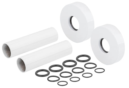 Single rosette and trim set, white, pipe length 70 mm