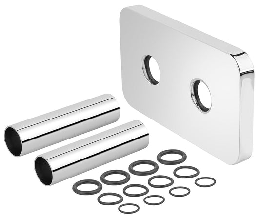 Double rosette and trim set, chrome-plated, tube length 70 mm