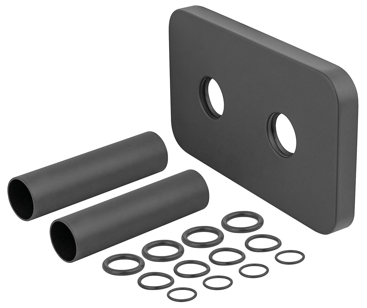 Ensemble de rosace double et garniture, noir, longueur du tuyau 70 mm