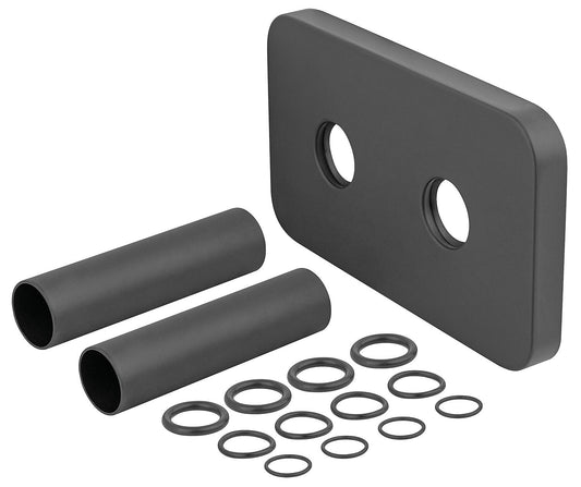 Double rosette and trim set, black, pipe length 70 mm