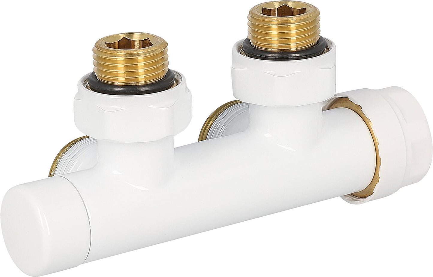Thermostatic valve block 343TB white DN20 (3/4"), corner shape