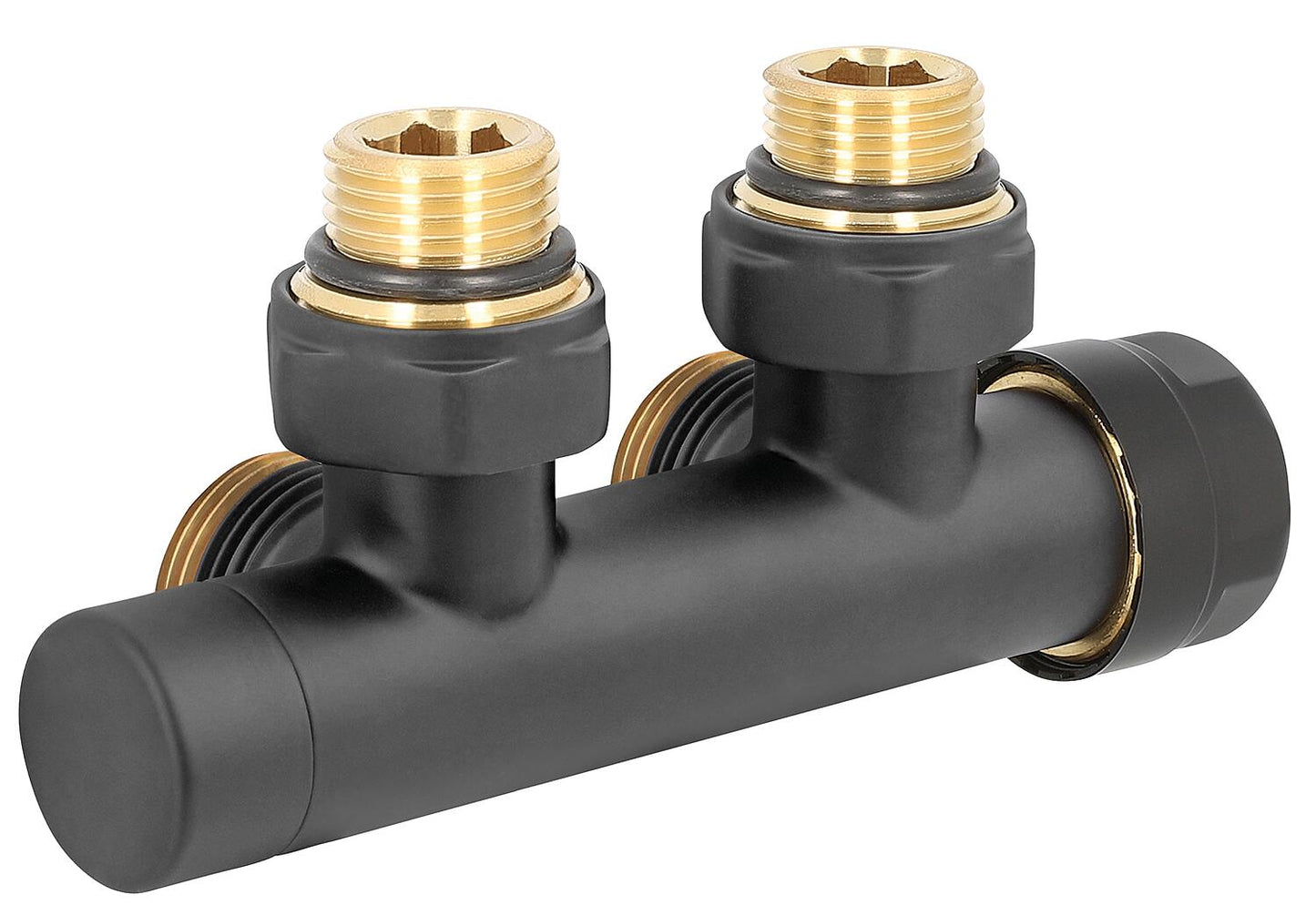 Thermostatic valve block 343NN black DN20 (3/4"), corner shape