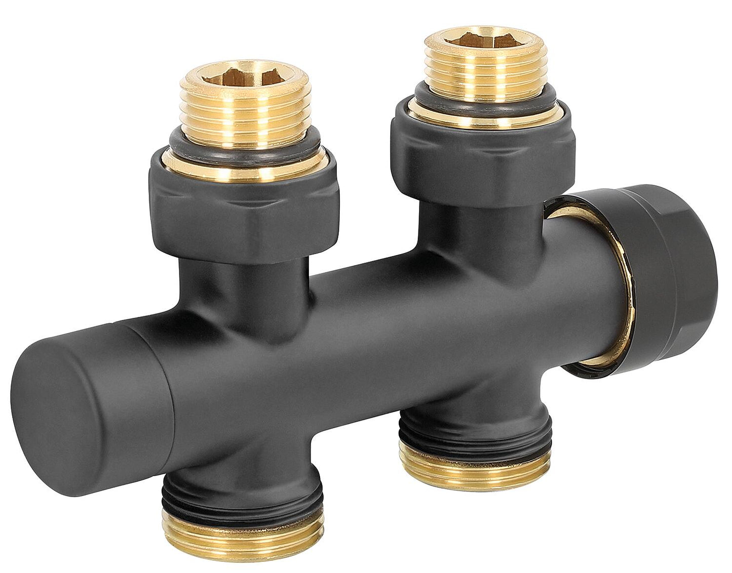 Thermostatic valve block 343NN black DN20 (3/4"), corner shape