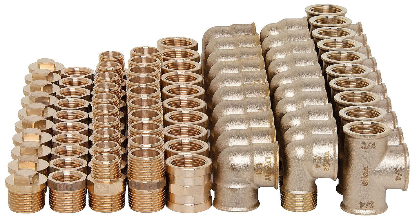 Red brass threaded fittings value pack DN20 (3/4") - 80 pieces