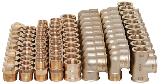 Red brass threaded fittings value pack DN20 (3/4") - 80 pieces