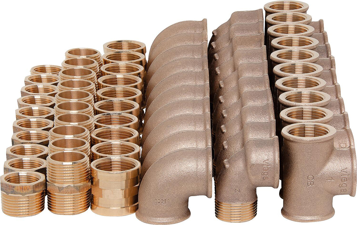 Red brass threaded fittings value pack DN25 (1") - 60 pieces