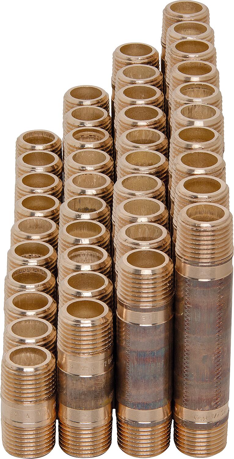 Red brass double pipe nipple value pack DN20 (3/4") - 40 pieces