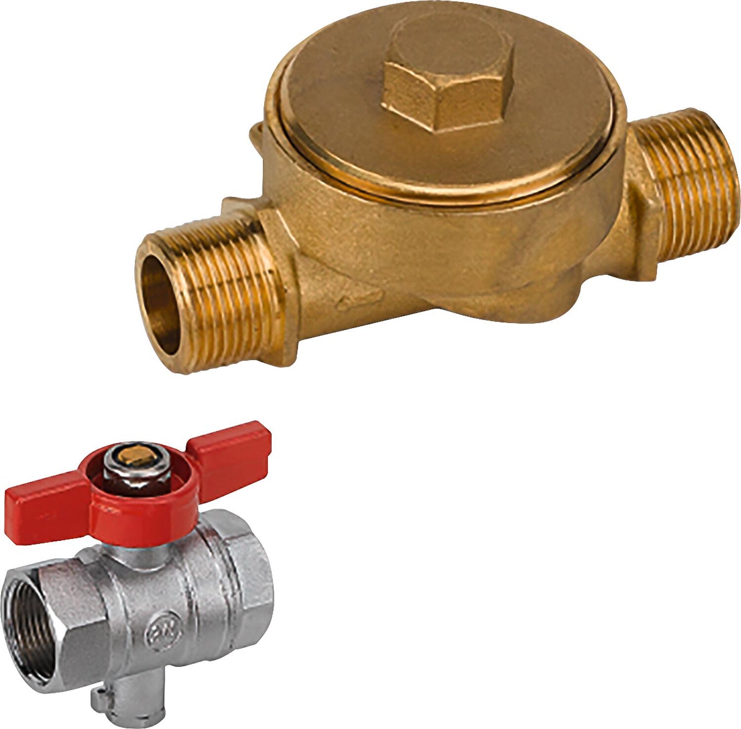 Installation kit for heat meter - coaxial, consisting of 1 ball valve, 1 UP housing DN15 (1/2"), 110 mm