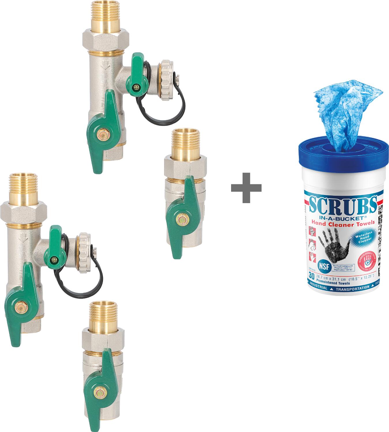 Vorteilspaket 2x Anschluss-Set mit Spüleinrichtung für Zirkulationspumpen DN15, + 1x 73 019 41 gratis