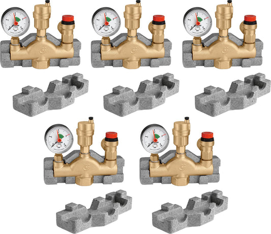 Vorteilspaket 5x Kesselsicherheitsgruppe bis 50 kW, DN25(1") Messing mit Isolierung