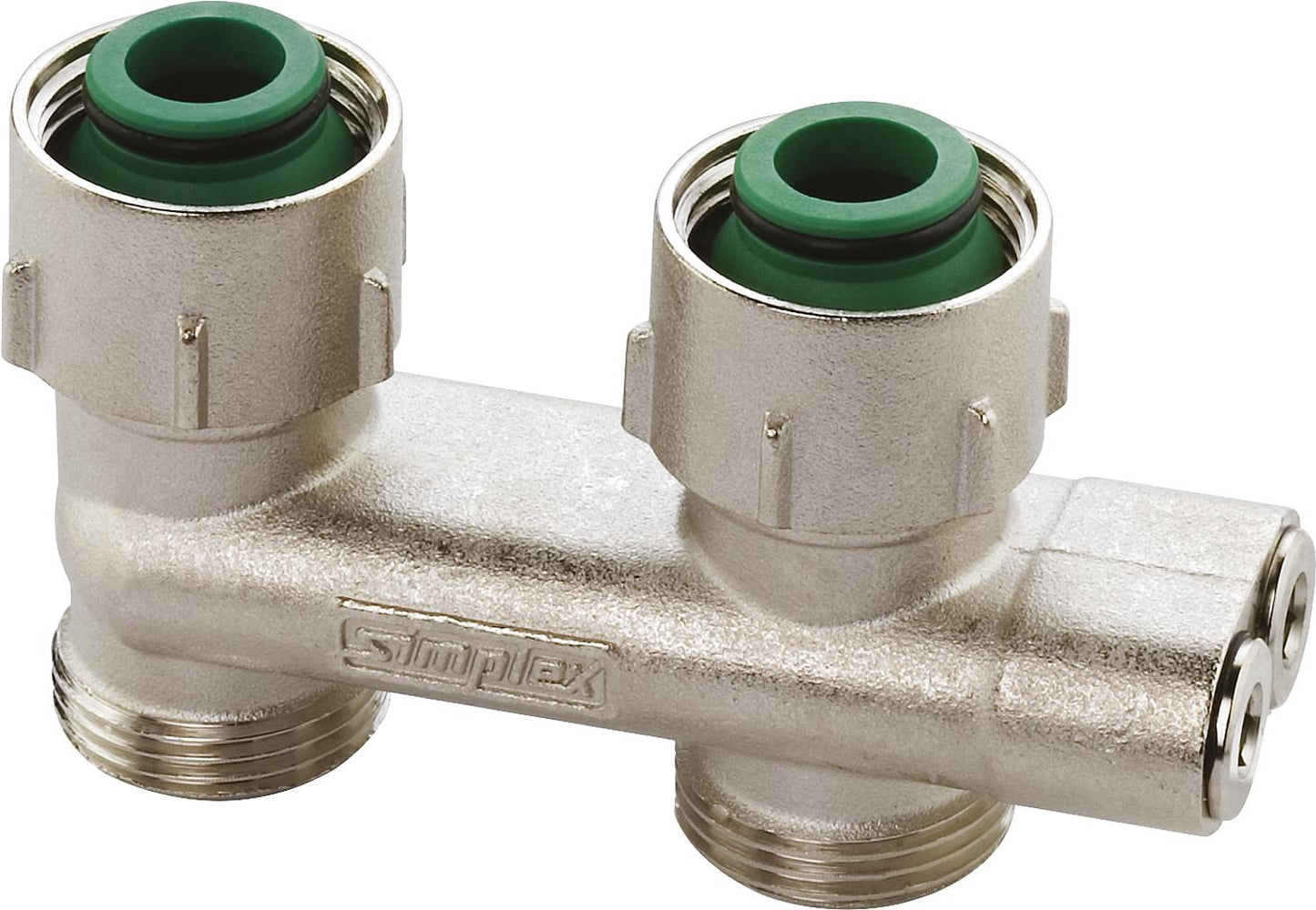 Deflection piece with shut-off valve, passage for connection to 3/4" Eurocone