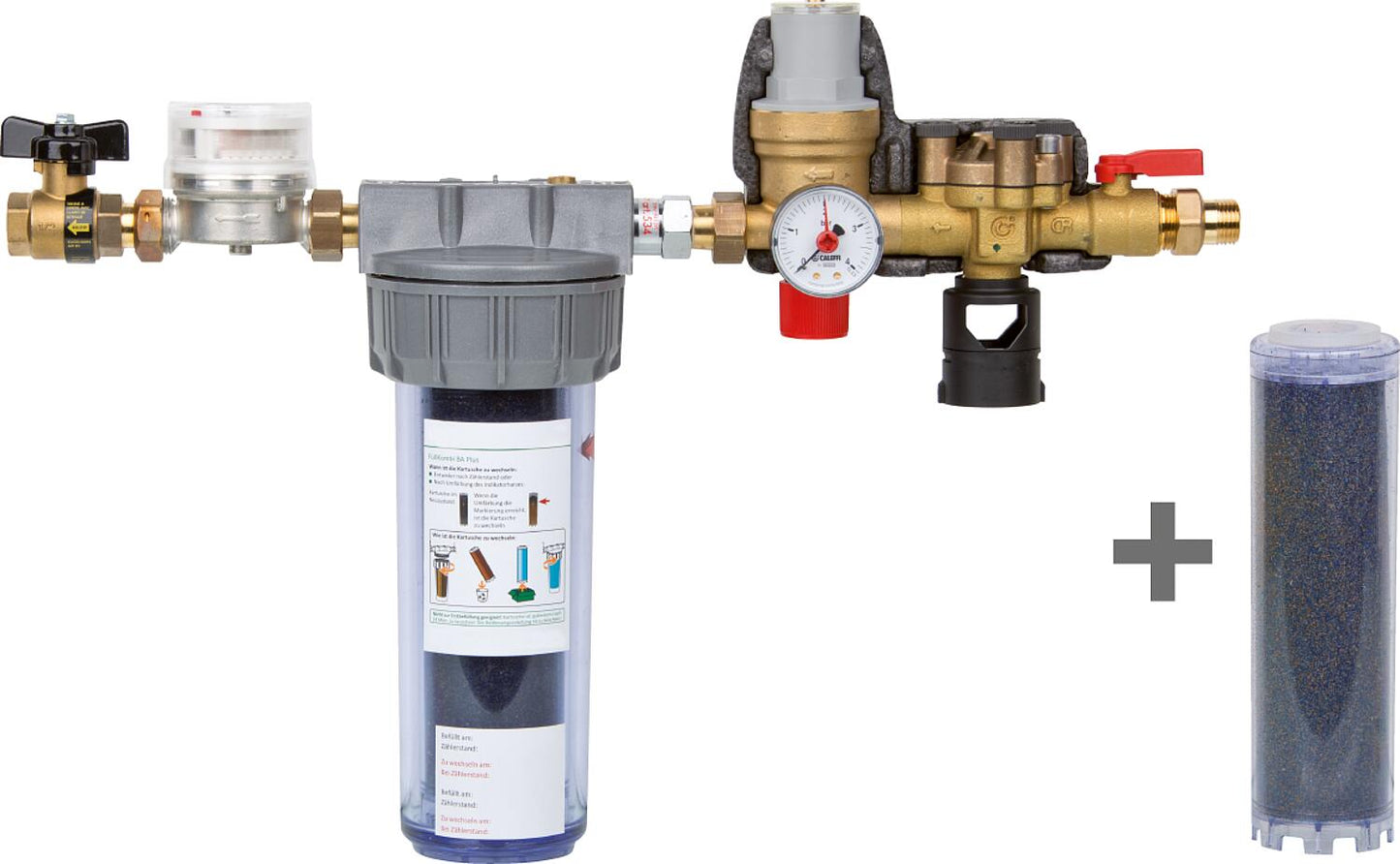 Pack avantageux : Combiné de remplissage d’eau chaude NaFüKom Plus DN 15 (1/2") + cartouche de résine indicatrice pour Evenes NaFüKom Plus