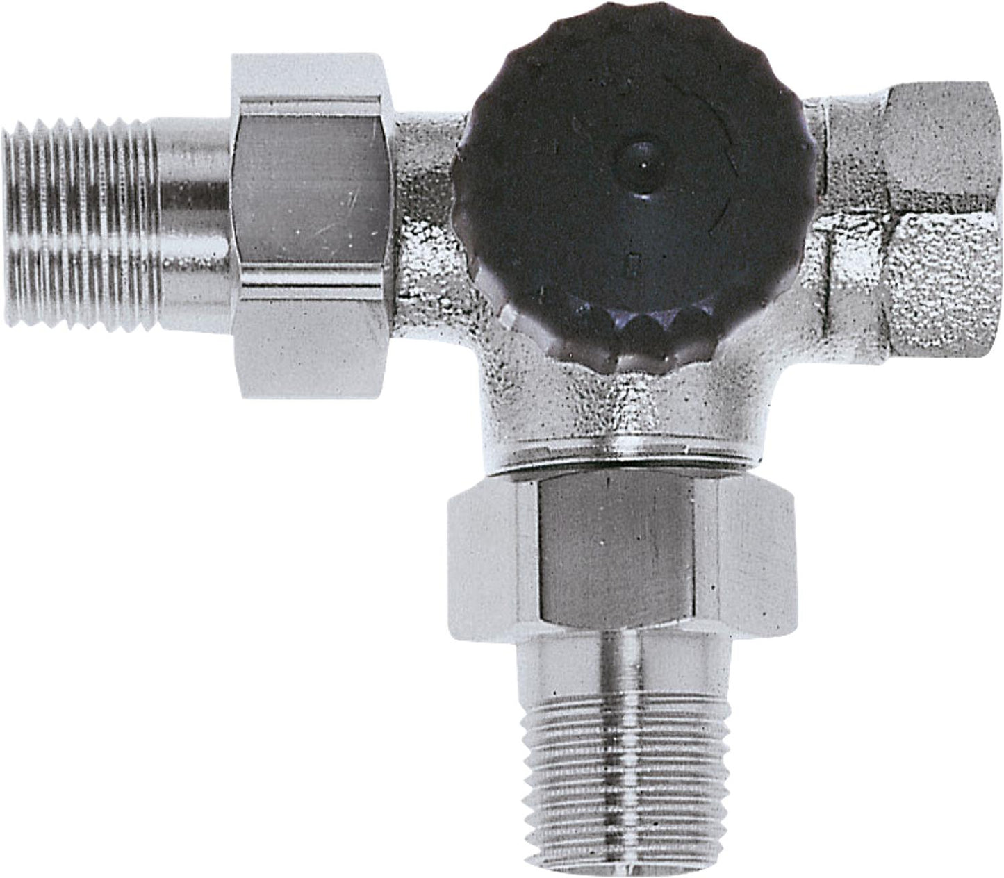 Three-way bottom valve screw nipple DN 15 DN 15 (1/2''), Kv value 1.45