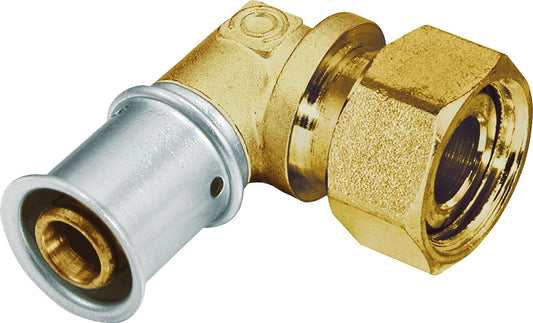 MULTITUBO Press Elbow 90° with ÜWM Ø16mm-DN15 (1/2") untinned