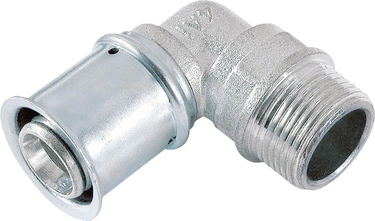MULTITUBO press angle 90° Ø16mm-DN10 (3/8") AG, tin-plated