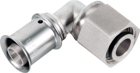 MULTITUBO Press-UPS connection elbow for Geberit Ø16mm-DN15 (1/2") female thread, tinned