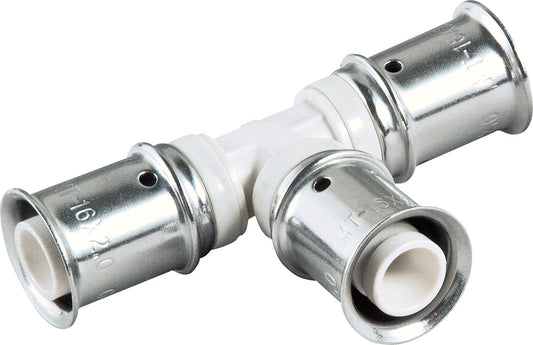 MULTITUBO Press-fit T-piece, reduced Ø16-Ø20-Ø16mm, PPSU