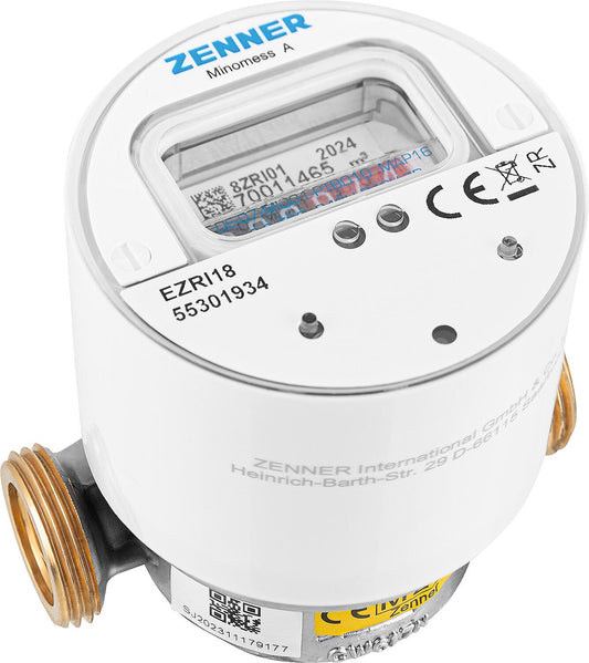 Wireless surface-mounted cold water meter Zenner, Minomess, 30°C Q3 2.5, BL=80mm-DN15(1/2") R40HV 325 RK, wireless M-Bus