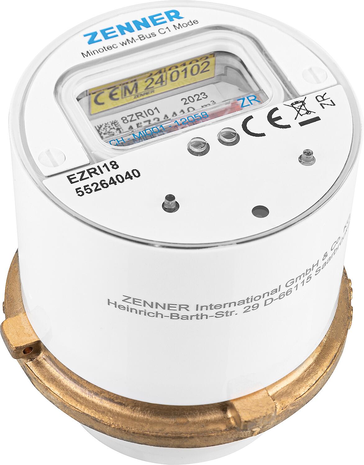 Zenner Minotec M62 x 2 V2 30°C 2.5 R40V 325 RK ZR wireless measuring capsule water meter, wireless M-Bus