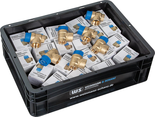 Membran-Sicherheitsventil EVENES DN 15 (1/2"), 6 bar für Trinkwasser, Vorteilspaket,  20x SV inkl. WS-Box
