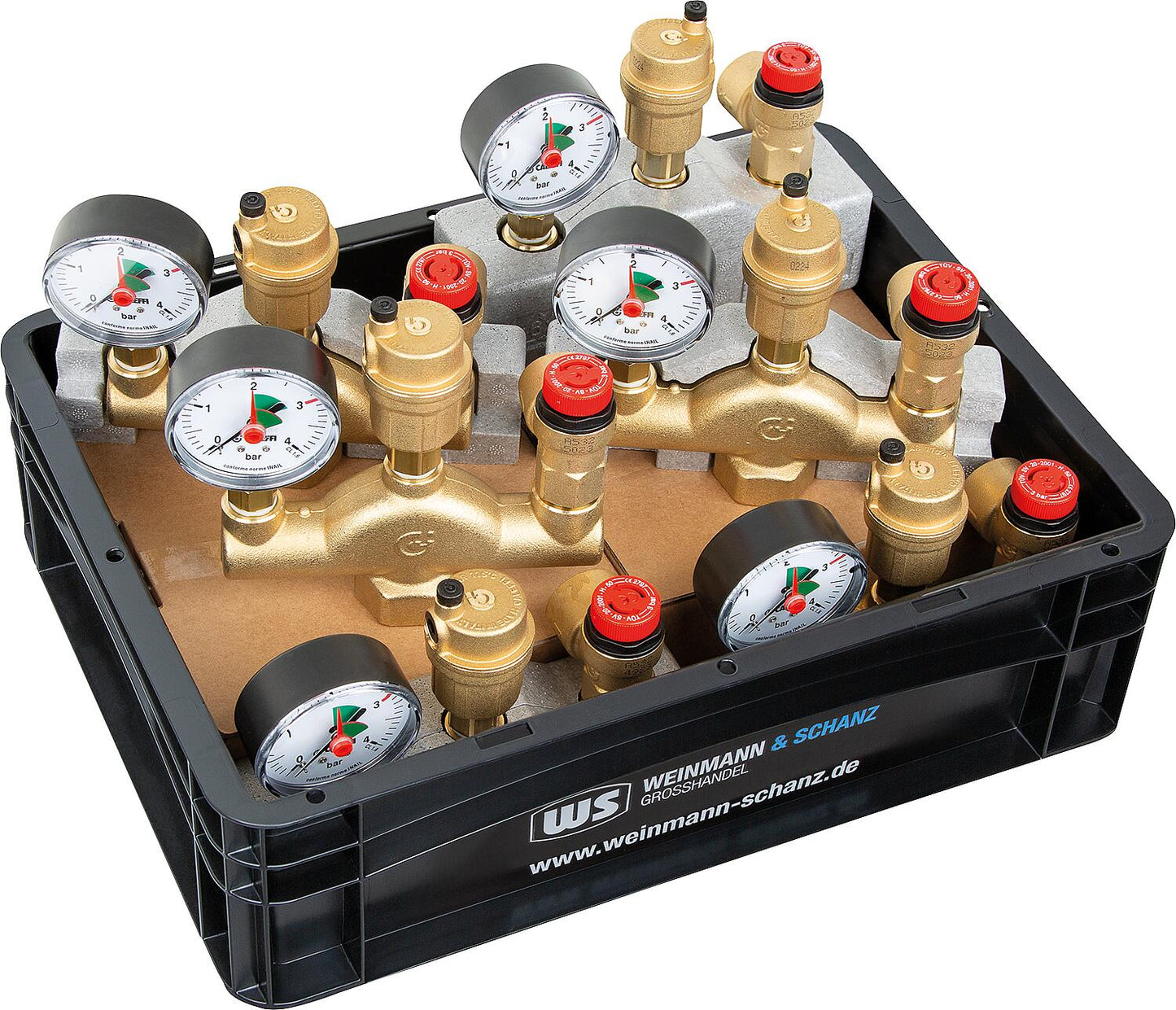 Kesselsicherheitsgruppe Vorteilspaket, DN25(1") Messing, 6x Sicherheitsgruppe inkl.WS-Box