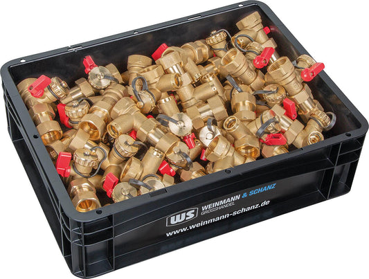 Messing-Kappenventil m. Plombiervorrdichtung u. KFE-H, Vorteilspaket, DN20 (3/4") inkl. WS-Box