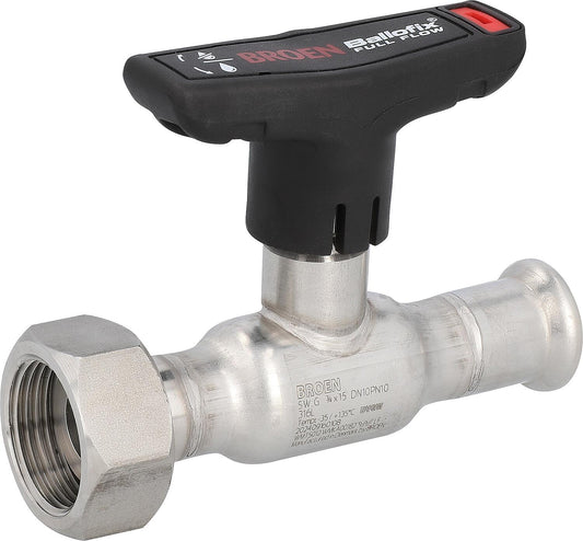 Edelstahl Press-Kugelhahn, mit Flügelgriff und Verschraubung