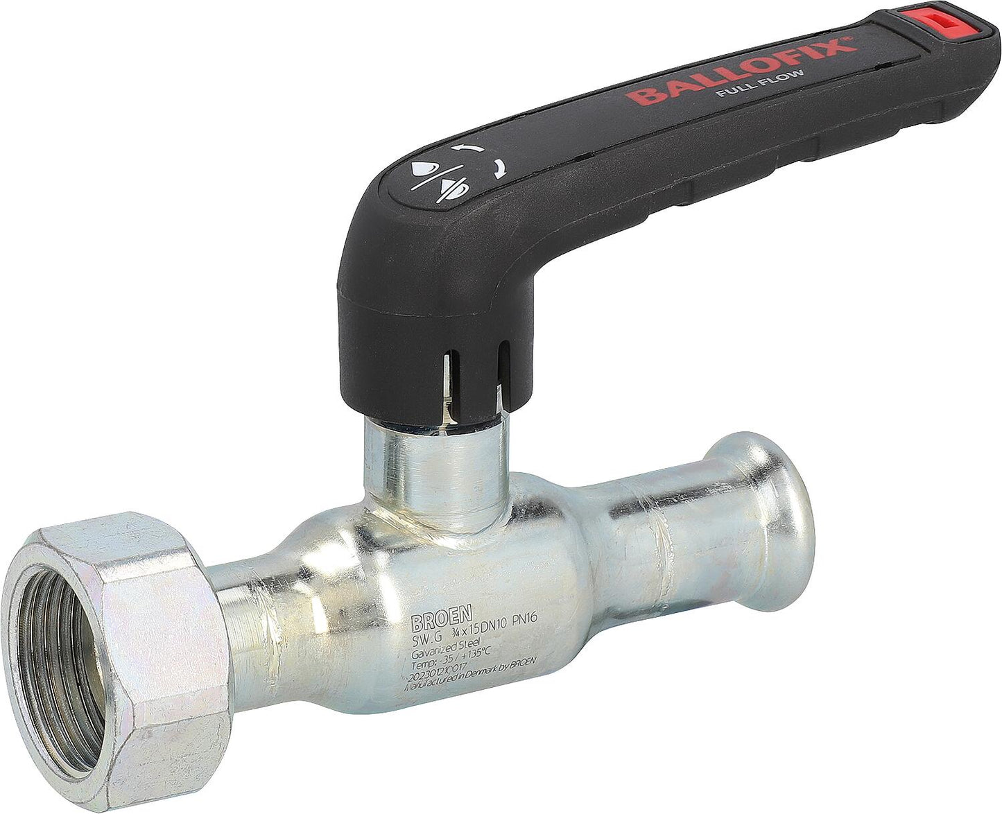 C-Stahl Press-Kugelhahn mit Handhebel und Verschraubung