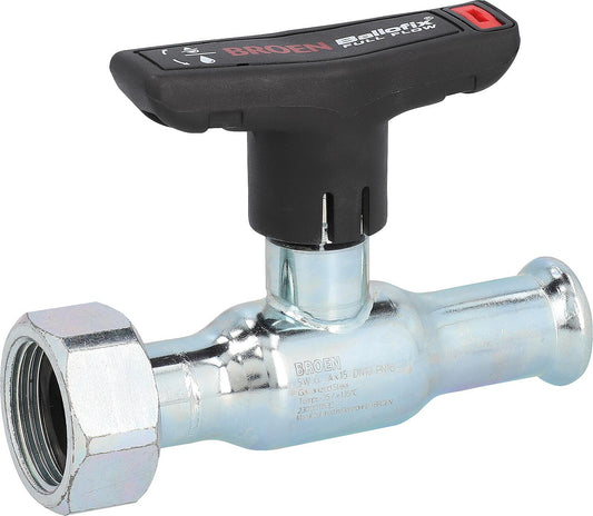 C-Stahl Press-Kugelhahn Ø15 x DN 20 (3/4"),  Flügelgriff