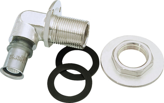 MULTITUBO metal press-fit wall feedthrough Ø16mm-DN15 (1/2") female thread, tinned