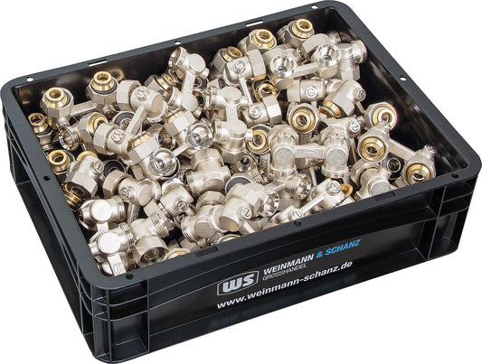 Value pack: Two-pipe corner valve block DN 20 (3/4") 50-piece set, +WS box included free!