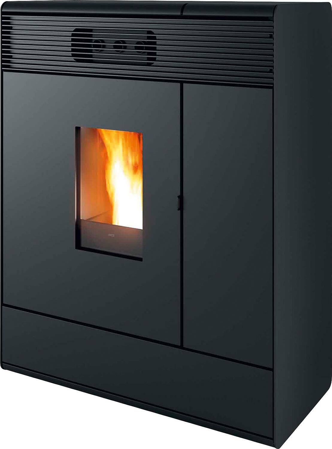 MCZ Aki Hydromatic 18 R pellet stove, basic unit with white metal casing, 17.7 kW