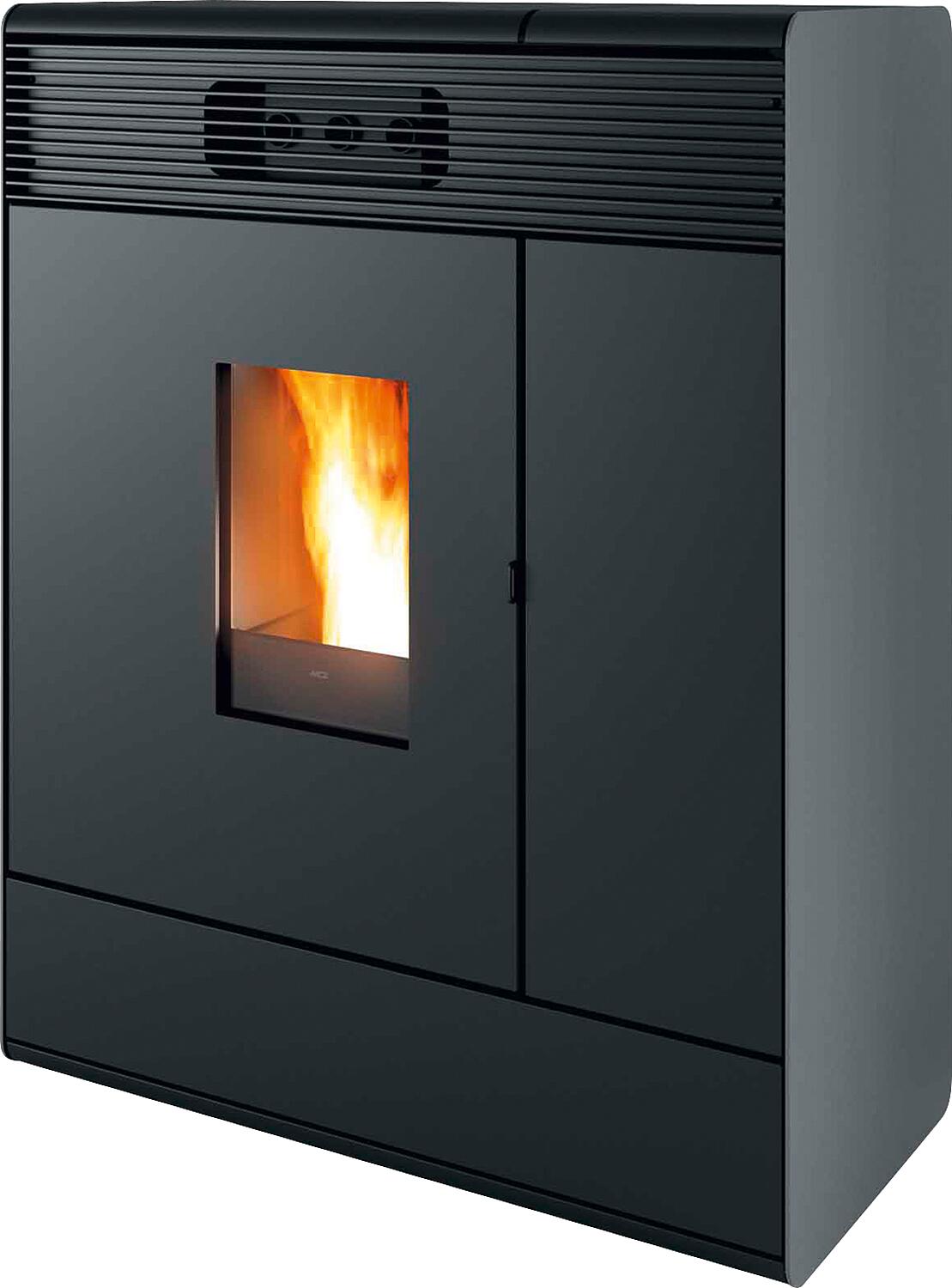 MCZ Aki Hydromatic 18 R pellet stove, basic unit with white metal casing, 17.7 kW