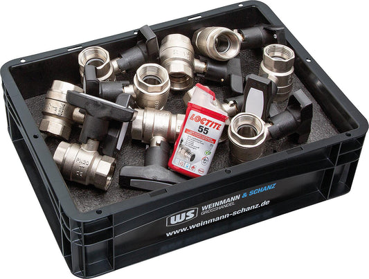Vorteilspaket 10x Isolier-T Kugelhahn, Typ G DN25 (1") IG PN16 + gratis Gewindedichtfaden LOCTITE 55, 160m