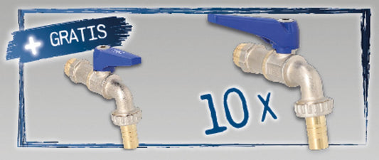 10x Auslaufkugelhahn Viva DN15 (1/2") + 1x Gratis