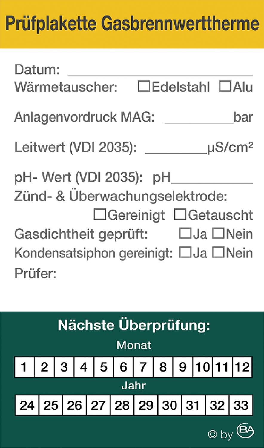 Étiquettes d'inspection pour échangeurs de chaleur, paquet de 12.