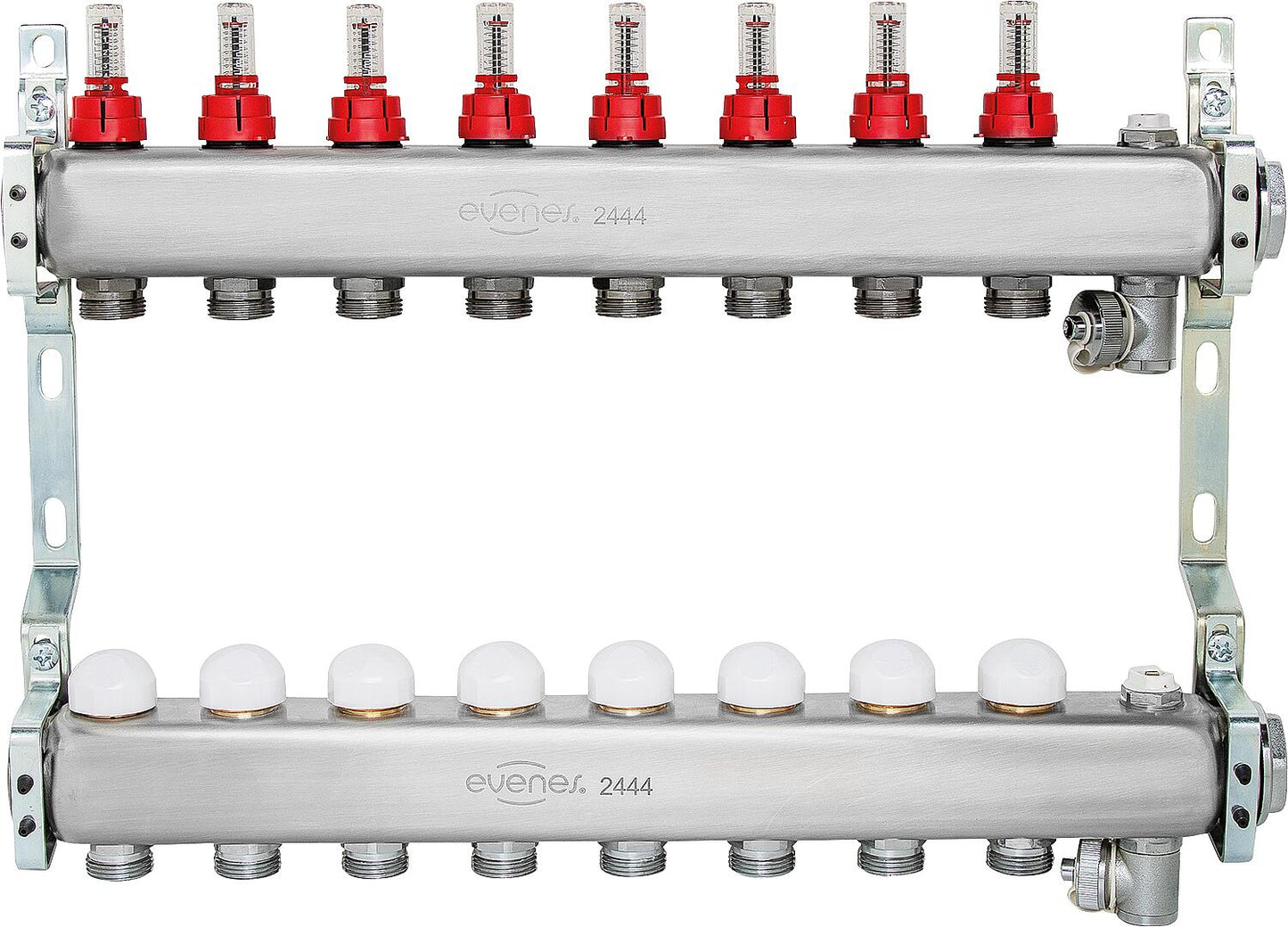 Heating circuit manifold ATT2, DN32 (1 1/4") stainless steel, 2 heating circuits, with flow meter