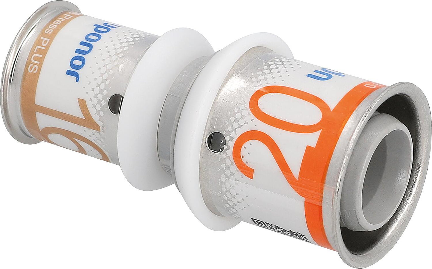 Uponor S-Press PLUS coupling reduces PPSU Ø20mm-Ø16mm