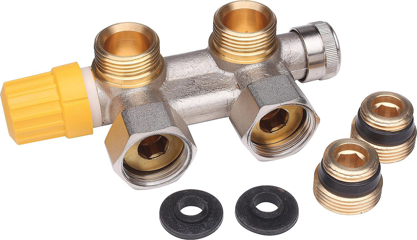 Ventil-Anschlussarmatur Danfoss VHS-UR, Eckform, DN15 (1/2")xDN20 (3/4") Eurokonus