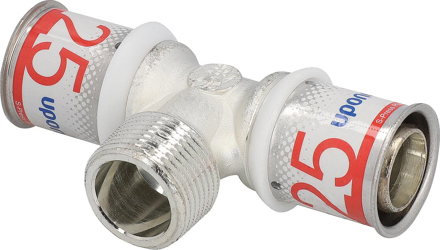 Uponor S-Press PLUS T-piece Ø16mm-DN15 (1/2")-Ø16mm male thread